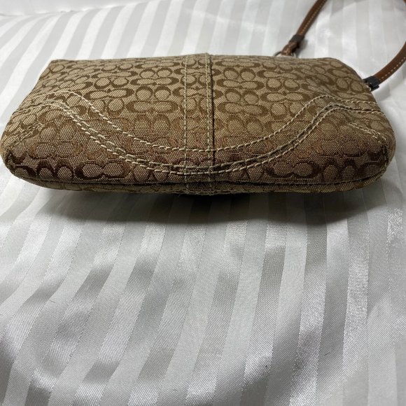 Coach Monogram Leather & Canvas Flap Wristlet - Picture 8 of 10